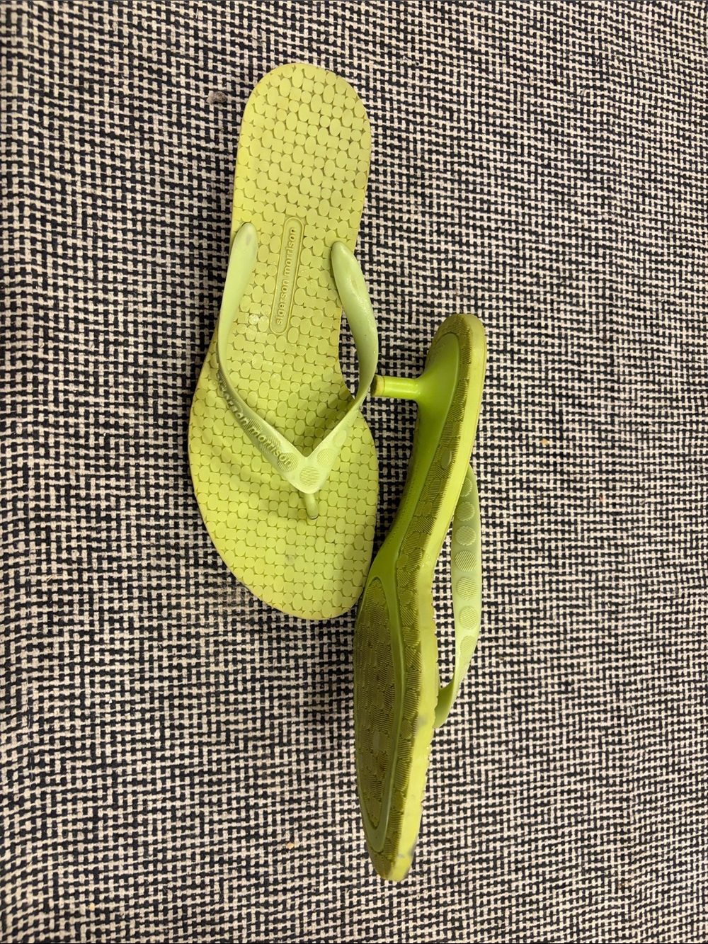 Lime Green Kitten Heel Thong Sandals Y2K